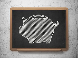 Image showing Currency concept: Money Box on chalkboard background