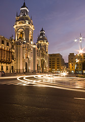 Image showing catedral on plaza de armas mayor lima peru