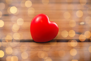 Image showing close up of red heart decoration on wood