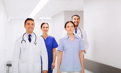 Image showing happy group of medics or doctors at hospital