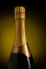 Image showing close up of champagne bottle with blank label