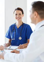 Image showing group of happy doctors meeting at hospital office