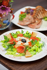 Image showing salad with smoked salmon 