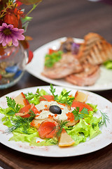 Image showing salad with smoked salmon 