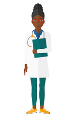 Image showing Doctor with stethoscope and file.