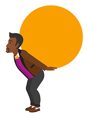 Image showing Man carrying big ball.