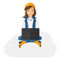 Image showing Woman sitting with laptop.