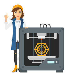Image showing Woman with three D printer.