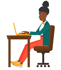 Image showing Woman working at laptop.
