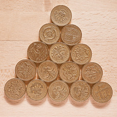 Image showing  Pound coins vintage