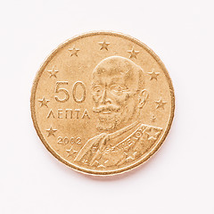 Image showing  Greek 50 cent coin vintage