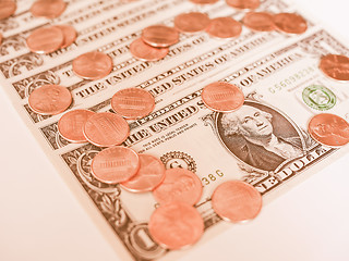 Image showing  Dollar coins and notes vintage