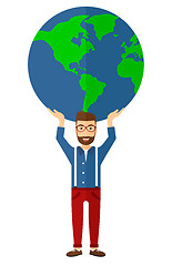 Image showing Man holding globe.