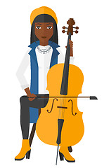 Image showing Woman playing cello.