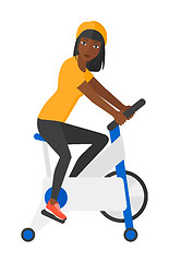 Image showing Woman doing cycling exercise.