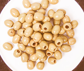 Image showing Retro looking Green olives