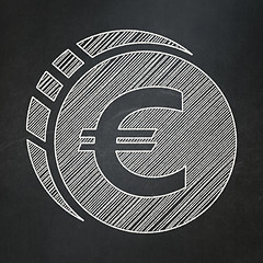 Image showing Currency concept: Euro Coin on chalkboard background