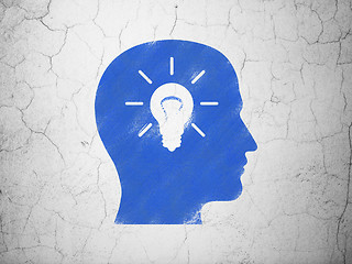 Image showing Business concept: Head With Light Bulb on wall background