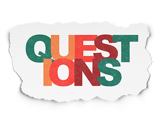 Image showing Education concept: Questions? on Torn Paper background