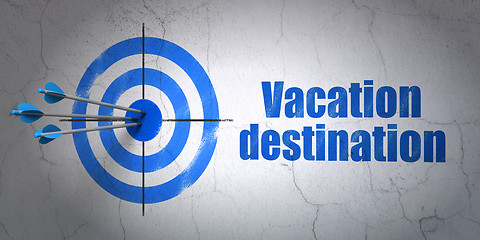 Image showing Tourism concept: target and Vacation Destination on wall background