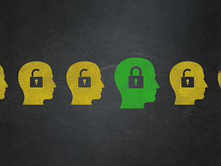 Image showing Finance concept: head with padlock icon on School Board background