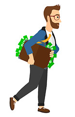 Image showing Man with suitcase full of money.