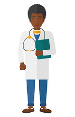 Image showing Doctor with stethoscope and file.