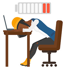 Image showing Man sleeping at workplace.