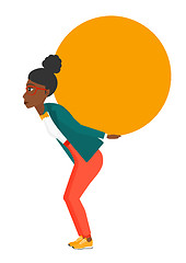 Image showing Woman carrying big ball.