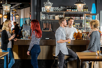 Image showing Friends Talking While Having Their Drinks In Bar