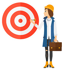 Image showing Business woman with target board.