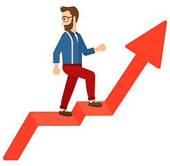 Image showing Man standing on uprising chart.