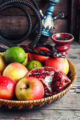 Image showing Fruit platter and hookah