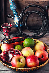 Image showing Fruit platter and hookah