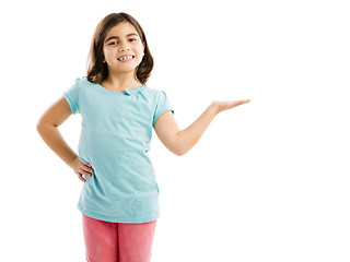 Image showing Little girl showing something