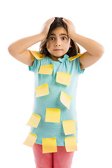 Image showing Girl with yellow notes