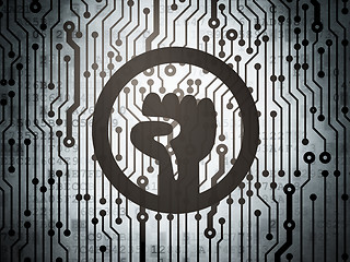 Image showing Politics concept: circuit board with Uprising