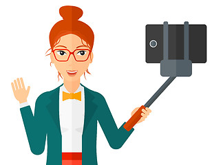 Image showing Woman making selfie.