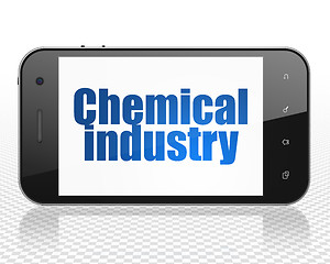Image showing Manufacuring concept: Smartphone with Chemical Industry on display