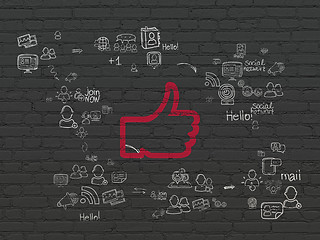 Image showing Social media concept: Thumb Up on wall background