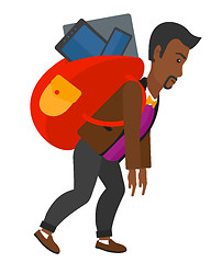 Image showing Man with backpack full of devices.