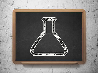 Image showing Science concept: Flask on chalkboard background