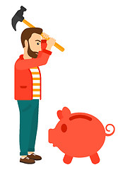 Image showing Man breaking piggy bank.