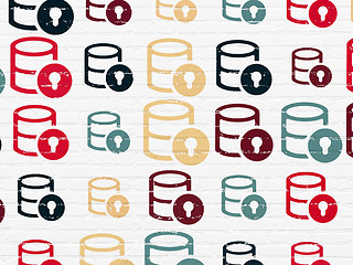 Image showing Database concept: Database With Lock icons on wall background