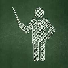 Image showing Studying concept: Teacher on chalkboard background