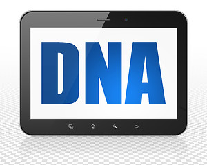 Image showing Medicine concept: Tablet Pc Computer with DNA on display