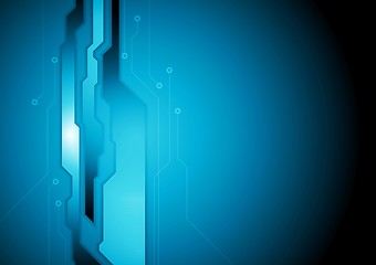 Image showing Dark blue abstract technology background