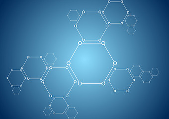 Image showing Molecular structure abstract tech bright background