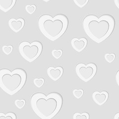 Image showing Grey seamless paper pattern with hearts