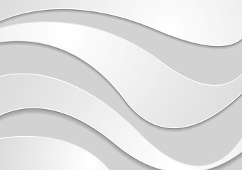 Image showing Light grey corporate paper waves background